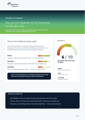 Beispiel: KI-Readiness Kurzreport (mehrseitig)